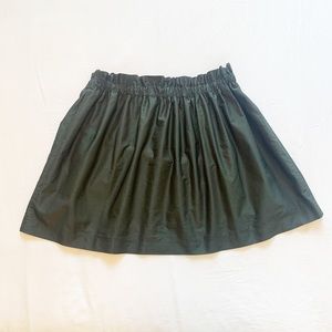 Dark Green Elastic Waist Flared Mini Skirt